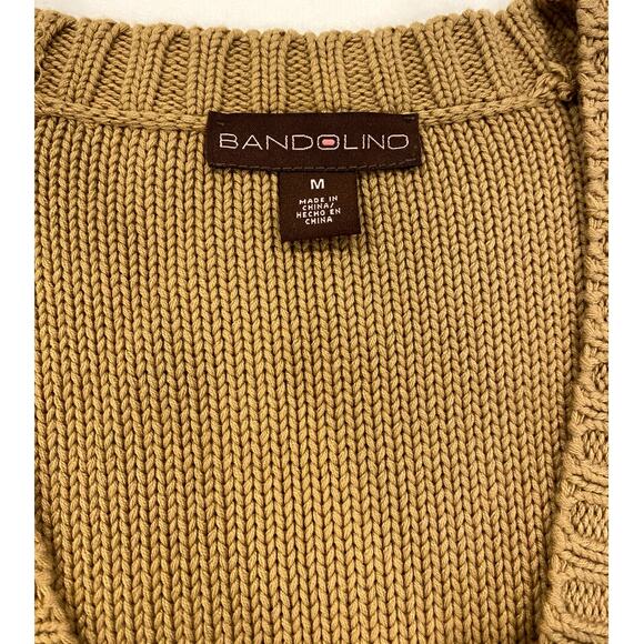 Boho 70's Inspired Bandolino Ribbed Knit Light Brown Cardigan Size M - Picture 4 of 7